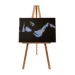 Blue acrylic reclining body print on black canvas from Canvas & Curves event in Punta Gorda