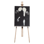 White acrylic body print on black canvas from Canvas & Curves body painting event in Punta Gorda